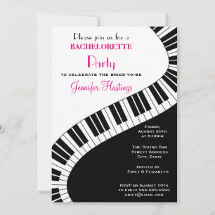 Invitación Fiesta de Despedida de Soltera con Teclas de Piano