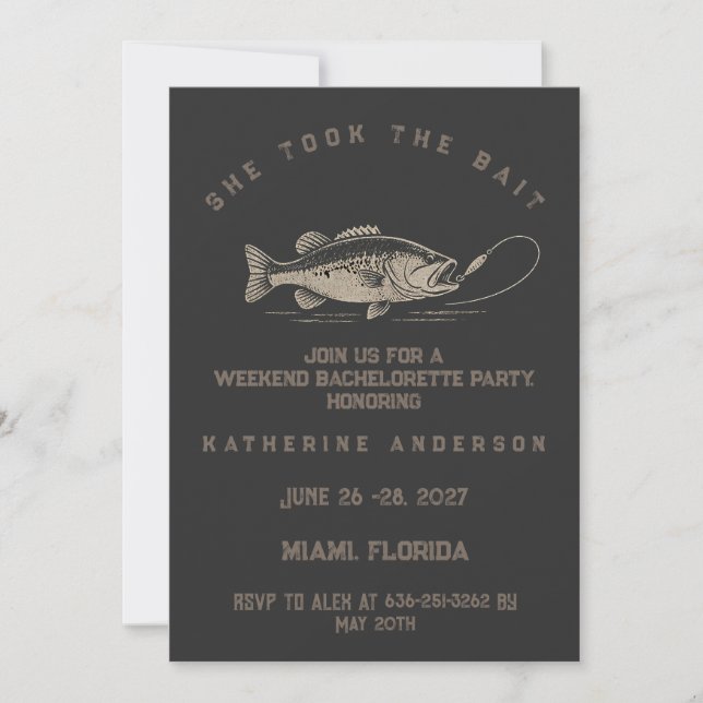 Invitación Fiesta de Despedida de Soltera con Tema de Pesca P (Anverso)
