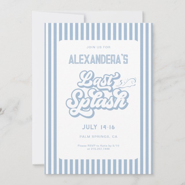 Invitación Fiesta de despedida de soltera con último chapuzón (Anverso)