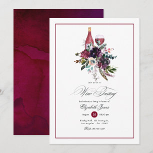 Invitación Fiesta de Despedida de Soltera con Vino Tinto de C