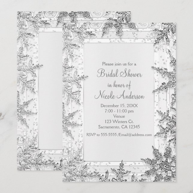 Invitación Fiesta de Despedida de Soltera Copos de Nieve de I (Anverso / Reverso)