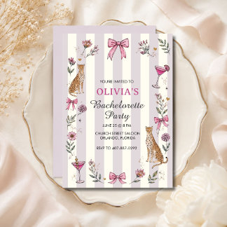 Invitación Fiesta de Despedida de Soltera Coquette Lavanda Ch