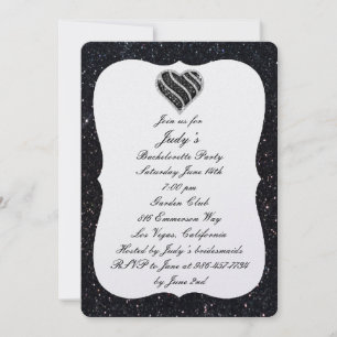 Invitación Fiesta de Despedida de Soltera Corazón Negro Brill