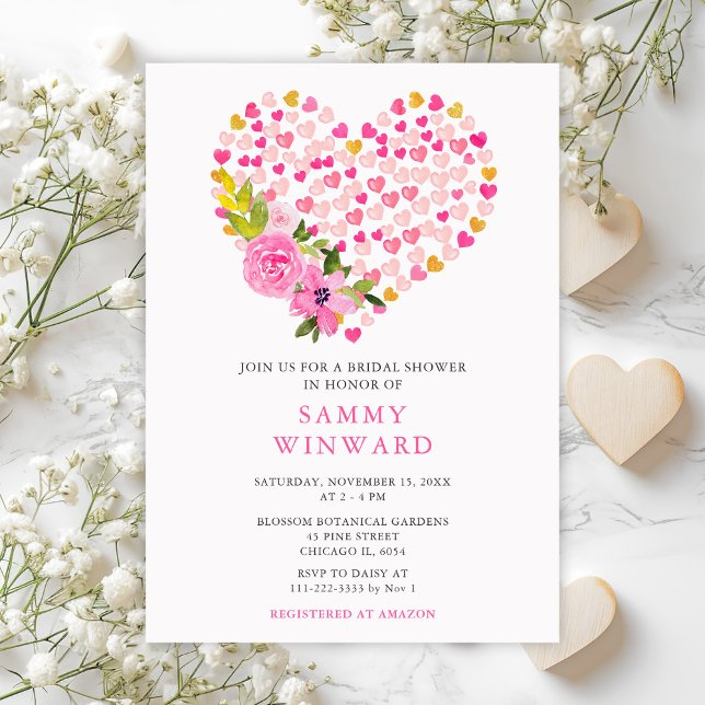 Invitación Fiesta de Despedida de Soltera Corazones Rosados y (Subido por el creador)