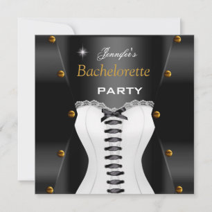 Invitación Fiesta de Despedida de Soltera Corsé Negro Blanco