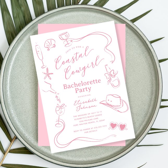 Invitación Fiesta de Despedida de Soltera Cowgirl Costera Cap (Subido por el creador)