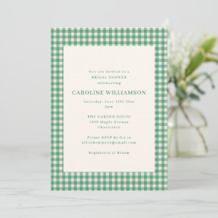 Invitación Fiesta de Despedida de Soltera de Cuadros de Verde