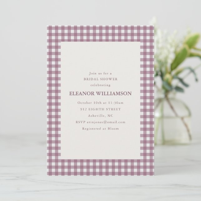 Invitación Fiesta de Despedida de Soltera de Cuadros Gingham  (Anverso de pie)