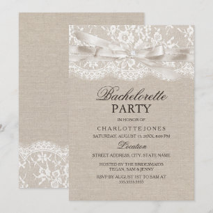 Invitación Fiesta de Despedida de Soltera de Encaje y Arpille