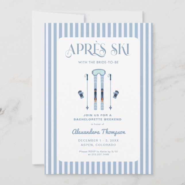 Invitación Fiesta de Despedida de Soltera de Esquí de Inviern (Anverso)