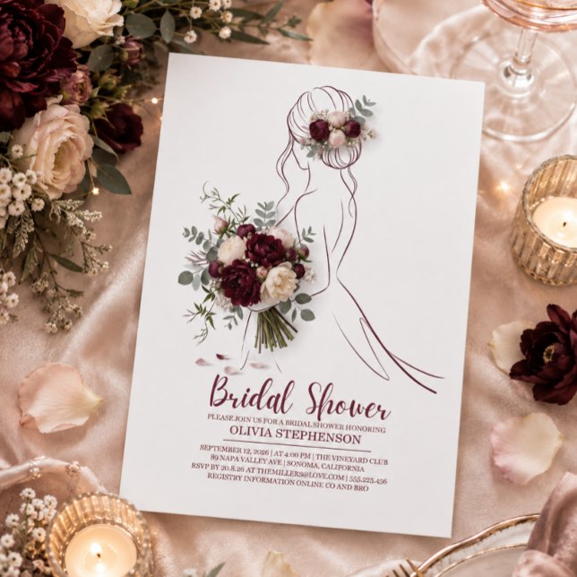 Invitación Fiesta de Despedida de Soltera de Flores de Peonía (Subido por el creador)