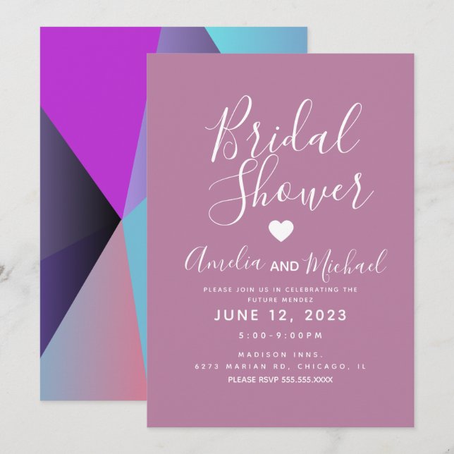 Invitación Fiesta de Despedida de Soltera de Formas Geométric (Anverso / Reverso)