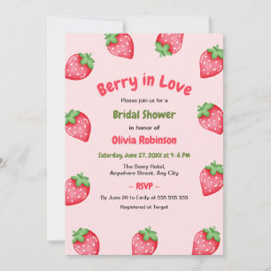 Invitación Fiesta de Despedida de Soltera de Fresa Rosa y Roj