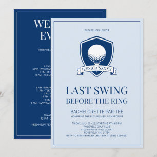 Invitación Fiesta de Despedida de Soltera de Golf Azul y Blan