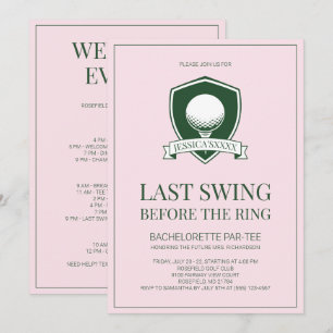 Invitación Fiesta de Despedida de Soltera de Golf con Último 