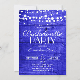 Invitación Fiesta de Despedida de Soltera de Madera Azul Real