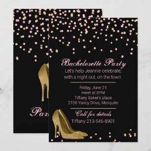 Invitación Fiesta de Despedida de Soltera de Moda en Oro