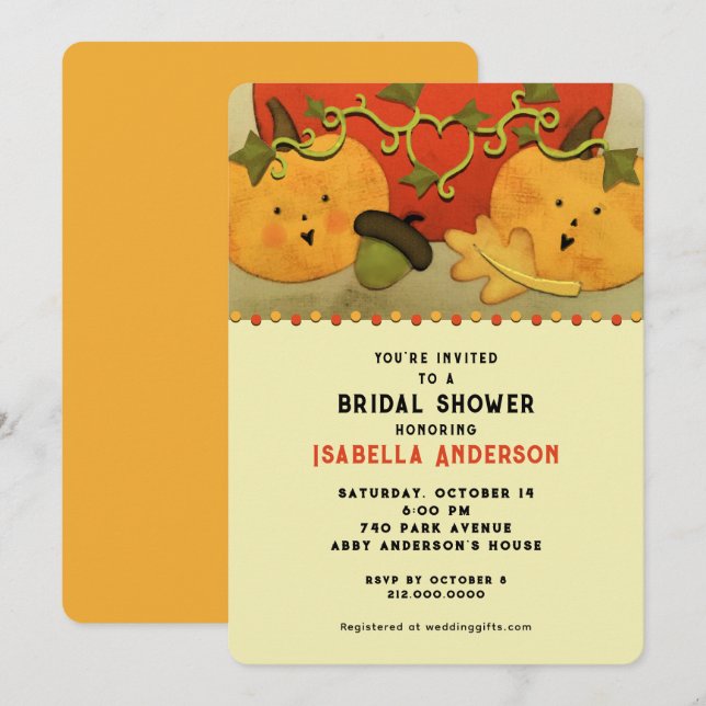 Invitación Fiesta de Despedida de Soltera de Otoño (Anverso / Reverso)