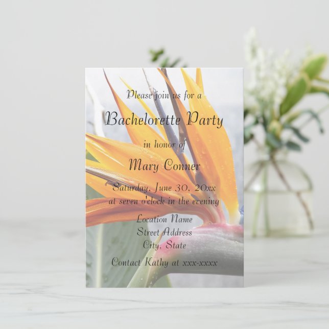 Invitación Fiesta de Despedida de Soltera de Planta de Ave de (Anverso de pie)