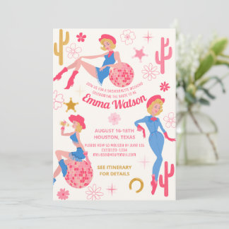 Invitación Fiesta de Despedida de Soltera de Vaquera Disco