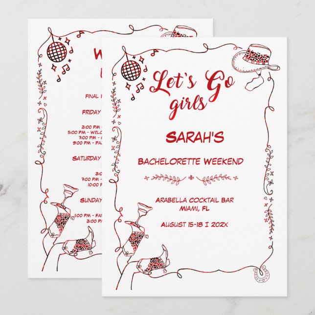 Invitación Fiesta de Despedida de Soltera de Vaquera Editable (Anverso / Reverso)