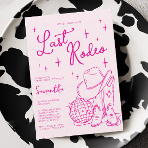 Invitación Fiesta de Despedida de Soltera de Vaquera Rosa Mod