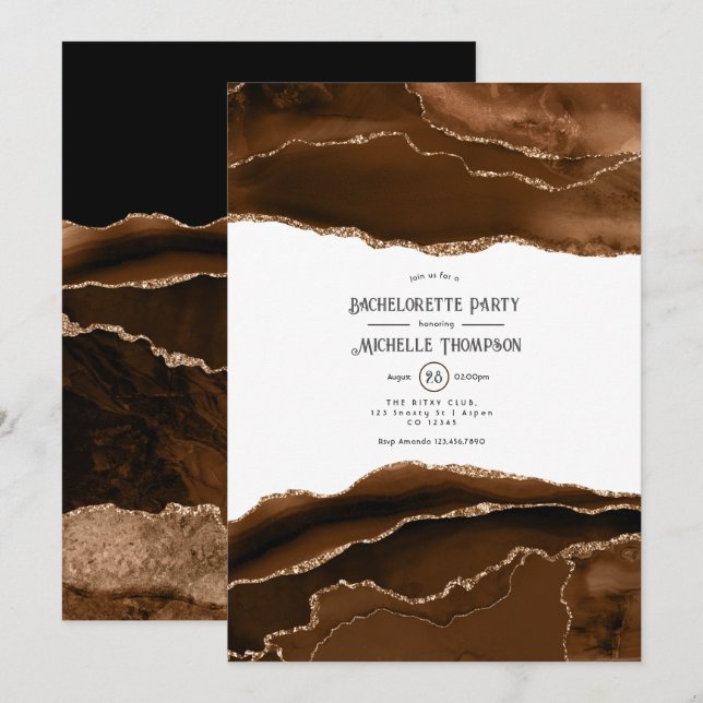 Invitación Fiesta de Despedida de Soltera Desert Gold Waterco (Anverso / Reverso)