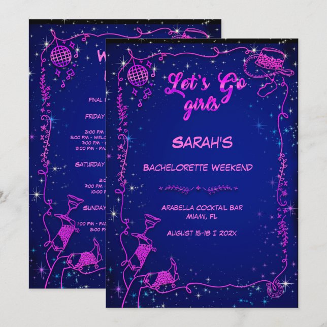 Invitación Fiesta de Despedida de Soltera Editable de Vaquera (Anverso / Reverso)