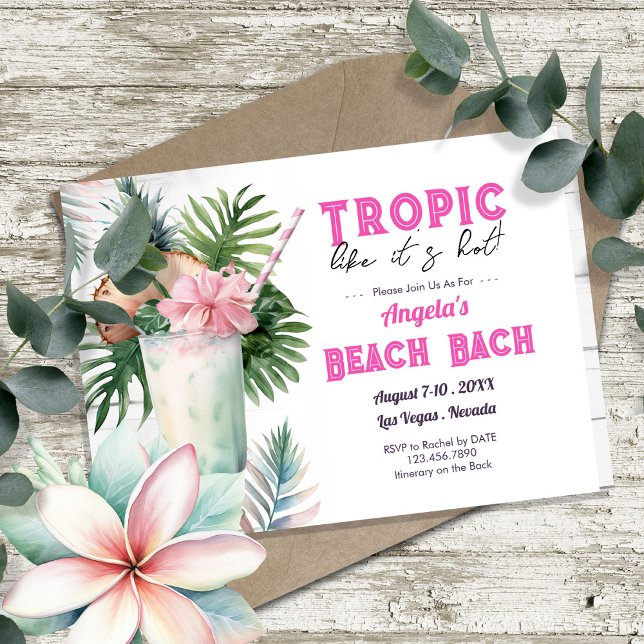 Invitación Fiesta de Despedida de Soltera en Playa Tropical y (Subido por el creador)