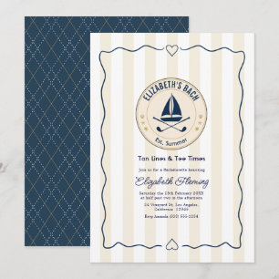 Invitación Fiesta de Despedida de Soltera en Preppy Golf Beac