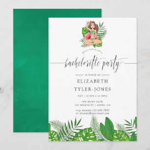 Invitación Fiesta de Despedida de Soltera Exótica Aloha Acuar