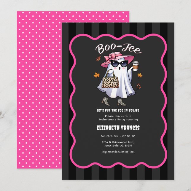 Invitación Fiesta de Despedida de Soltera Fantasma de Hallowe (Anverso / Reverso)