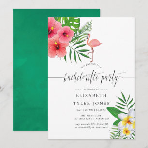 Invitación Fiesta de Despedida de Soltera Flamingo Acuarela A