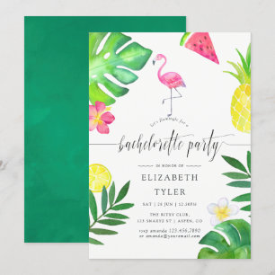 Invitación Fiesta de Despedida de Soltera Flamingo Rosa Tropi