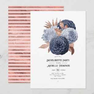 Invitación Fiesta de Despedida de Soltera Floral Azul Polvo y