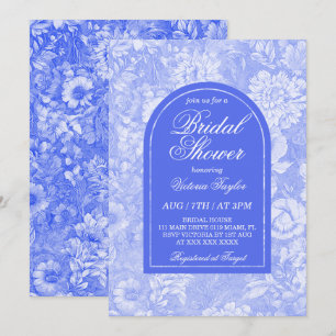 Invitación Fiesta de Despedida de Soltera Floral Azul Real Vi