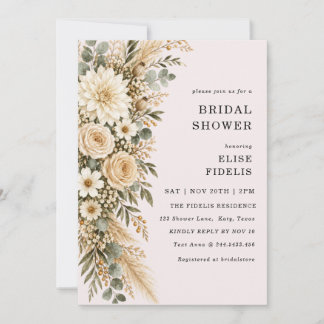 Invitación Fiesta de Despedida de Soltera Floral de Sage & Iv