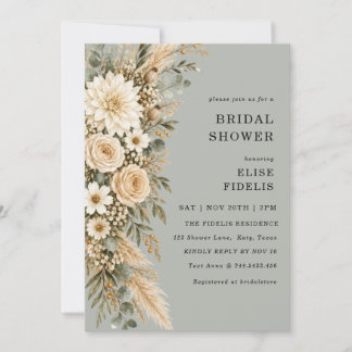 Invitación Fiesta de Despedida de Soltera Floral de Salvia y