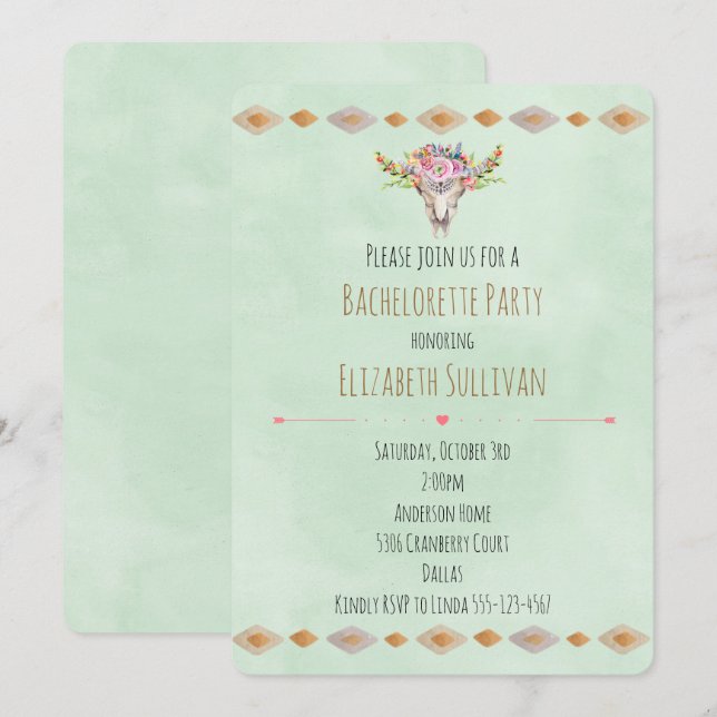 Invitación Fiesta de Despedida de Soltera Floral del Suroeste (Anverso / Reverso)