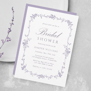 Invitación Fiesta de Despedida de Soltera Floral Lavanda Vict
