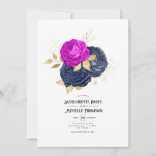 Invitación Fiesta de Despedida de Soltera Floral Magenta Navy