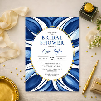 Invitación Fiesta de Despedida de Soltera Floral Orgánica Blu