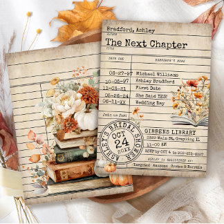 Invitación Fiesta de Despedida de Soltera Floral Otoño Libros