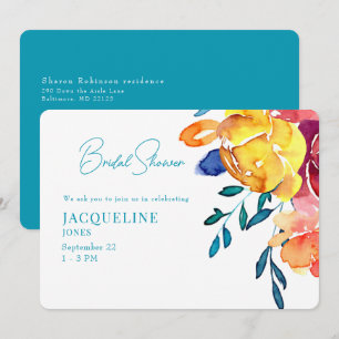 Invitación Fiesta de Despedida de Soltera Floral Retro Colori