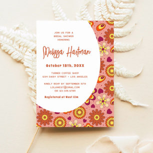 Invitación Fiesta de Despedida de Soltera Floral Retro Groovy