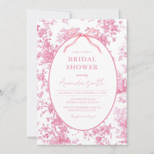 Invitación Fiesta de Despedida de Soltera Floral Toile Coquet