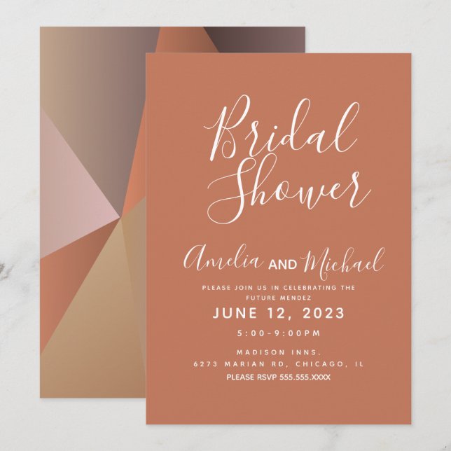 Invitación Fiesta de Despedida de Soltera Formas Geométricas  (Anverso / Reverso)