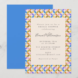 Invitación Fiesta de Despedida de Soltera Geométrica Azul Mod