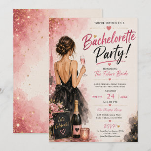 Invitación Fiesta de Despedida de Soltera Glam Pink