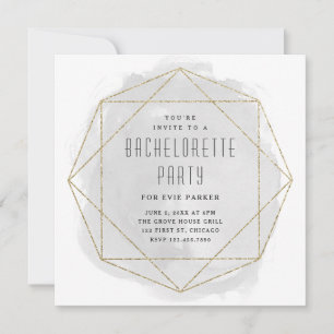 Invitación Fiesta de Despedida de Soltera Glitter Gris Acuare